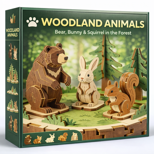 Woodland Animal 3D Wooden Puzzle Set